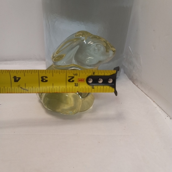 2 Paperweights Murano Blue & Clear, Green Glass Bunny Rabbits 4"x4.25 Collectibl - Picture 8 of 8